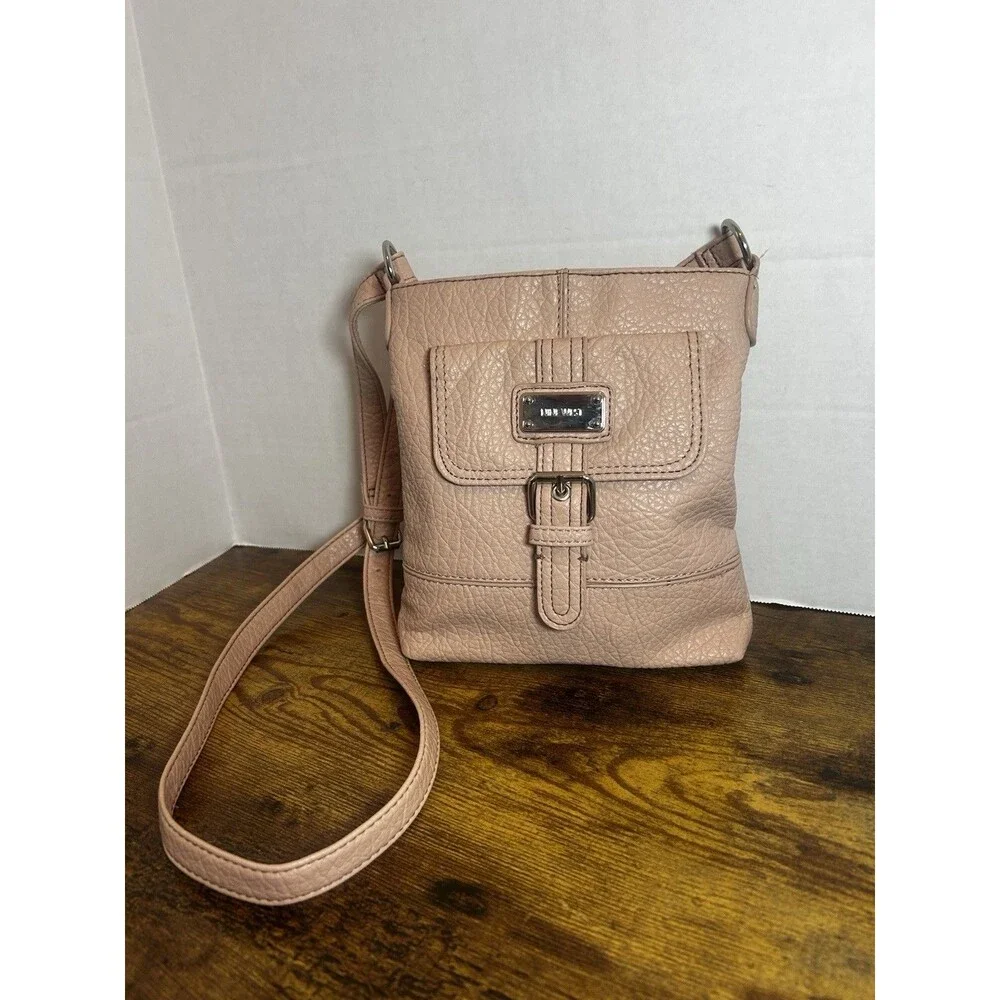 Nine West Blush Pink Crossbody Bag Pebbled Faux Leather Adjustable Strap UEC Bag
